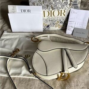 Dior White Saddle Bag
